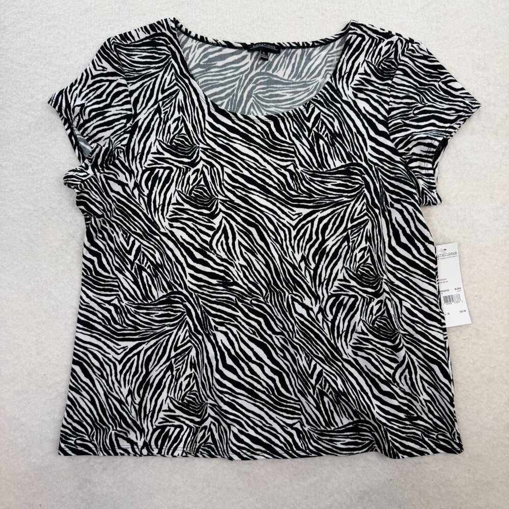 VTG NWT Notions 90s Zebra Chic Print Stretchy Top Size XL - Picture 1 of 7